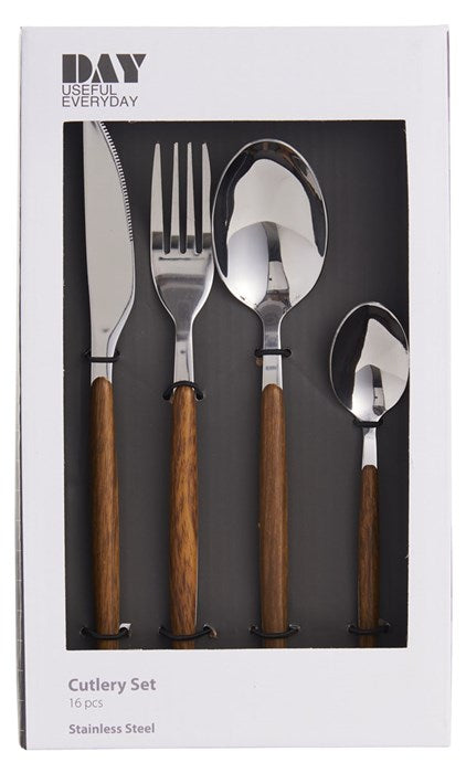Day Bestiksæt 16 dele rustfrit stål træfolie