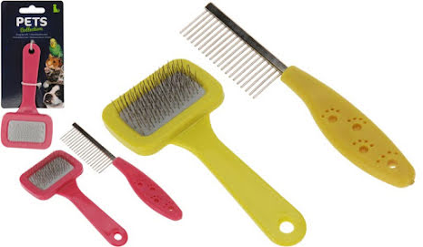 Hundekam / Karda 18cm Gul & Lyserød