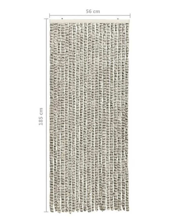 Chenille Dørgardin 56x185 cm grå /hvid/blå