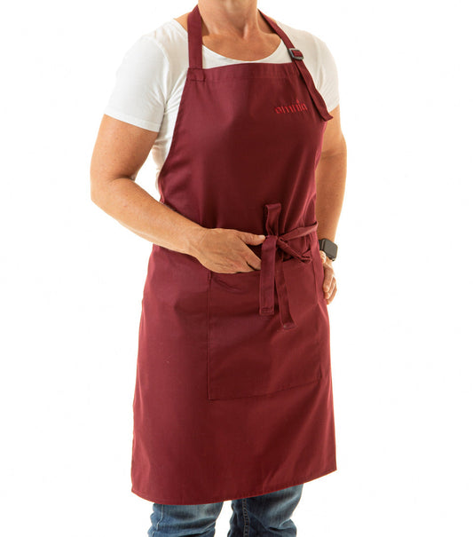 Omnia Förkläde med ficka 85x70cm vinröd