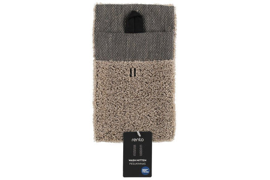 Rento Tvättvante bomullsfrotté svart/linne 14x24 cm