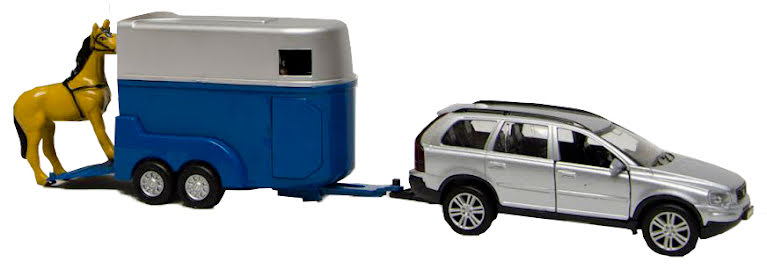 Volvo med hestetrailer