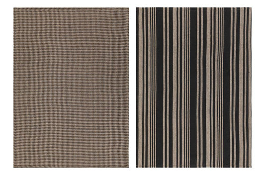 Maku Køkkenhåndklædesæt sort/beige