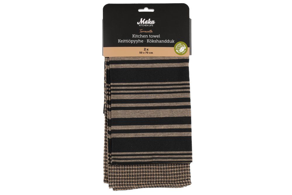 Maku Køkkenhåndklædesæt sort/beige