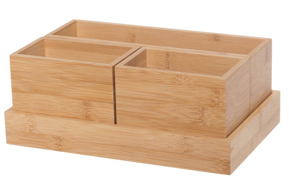 4Living Förvaringslådor, bambu 4 delar