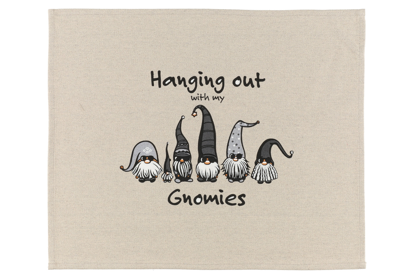 Winteria Sæde håndklæde Hanging out with my gnomies beige 50x60