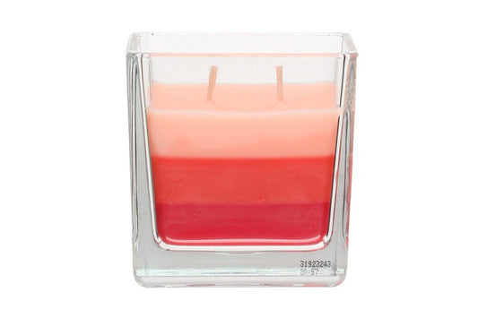 Duftlys i trefarvet glas Hibiscus-White sage