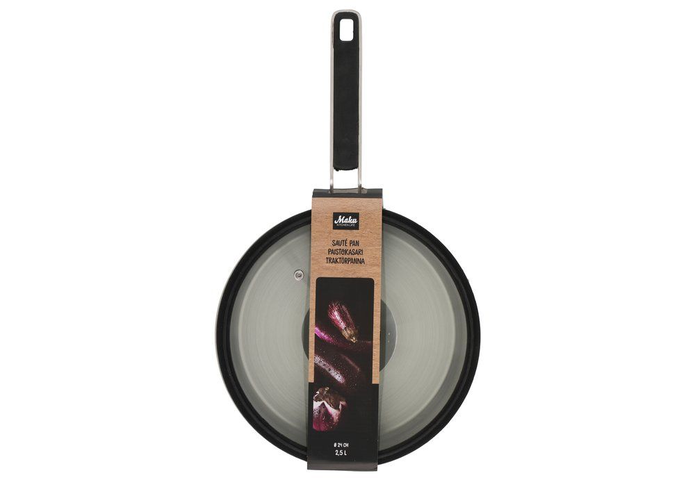 Maku Traktörpanna med glaslock, stål 24 cm