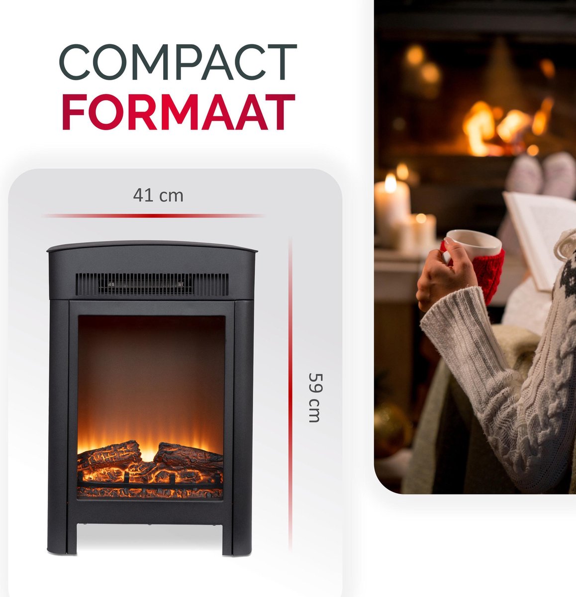 Alpina elektrisk pejs Luzern med realistisk flammeeffekt 1800W L