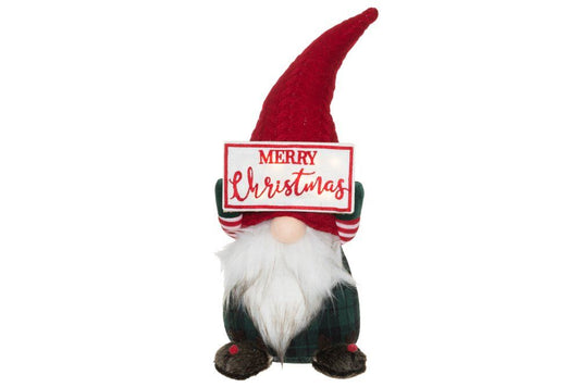 Winteria Tomte med LED-skylt: Merry Christmas 47 cm
