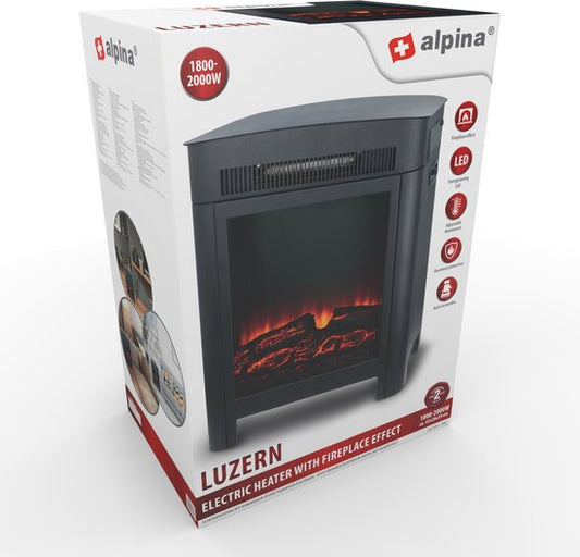 Alpina elektrisk pejs Luzern med realistisk flammeeffekt 1800W L