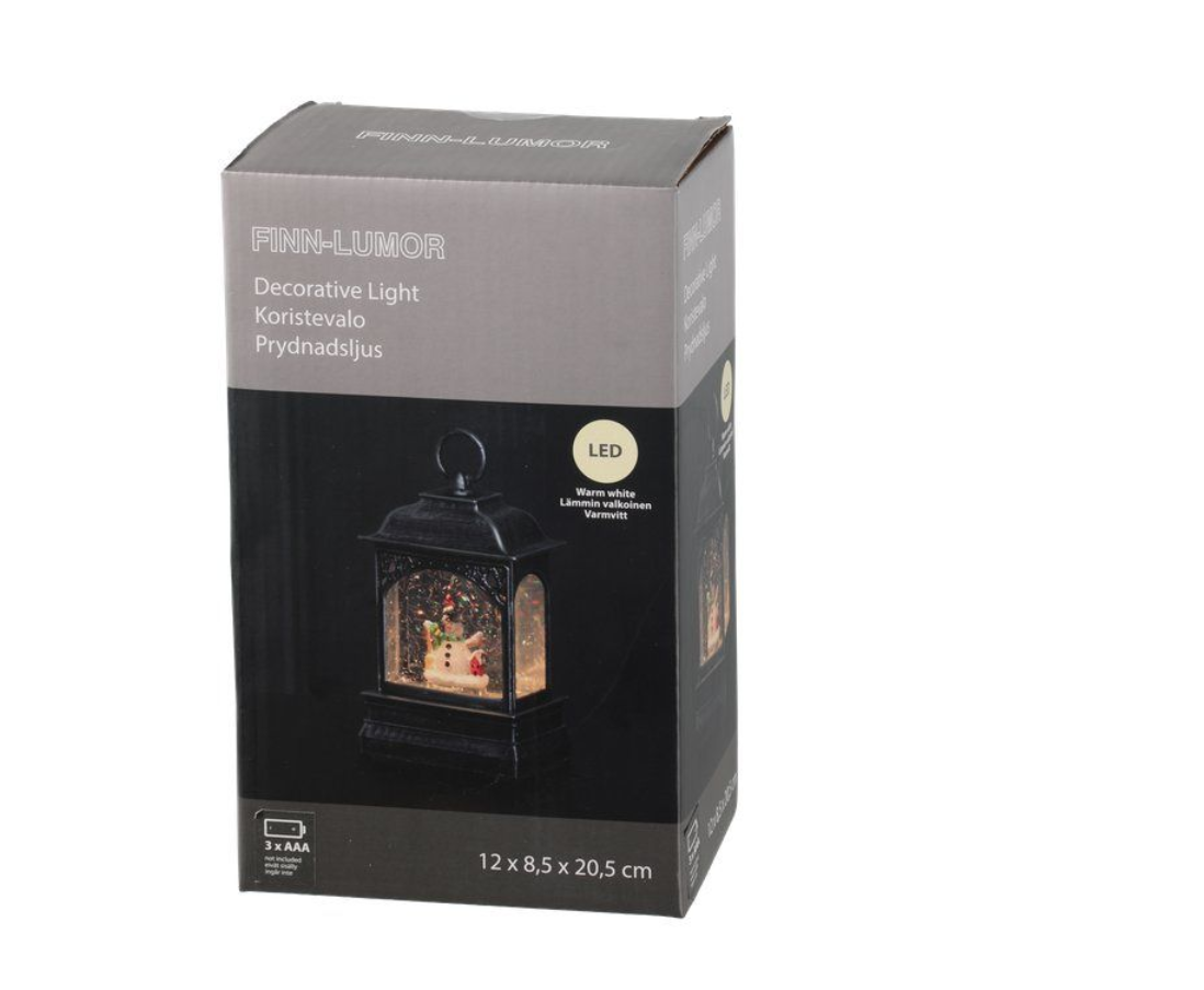 Finnlumor LED-dekorlampa, snögubbe, rektangulär 20cm