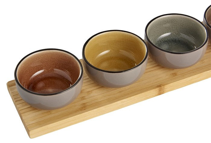 Day tapas sæt bambus skærebræt og 4 skåle