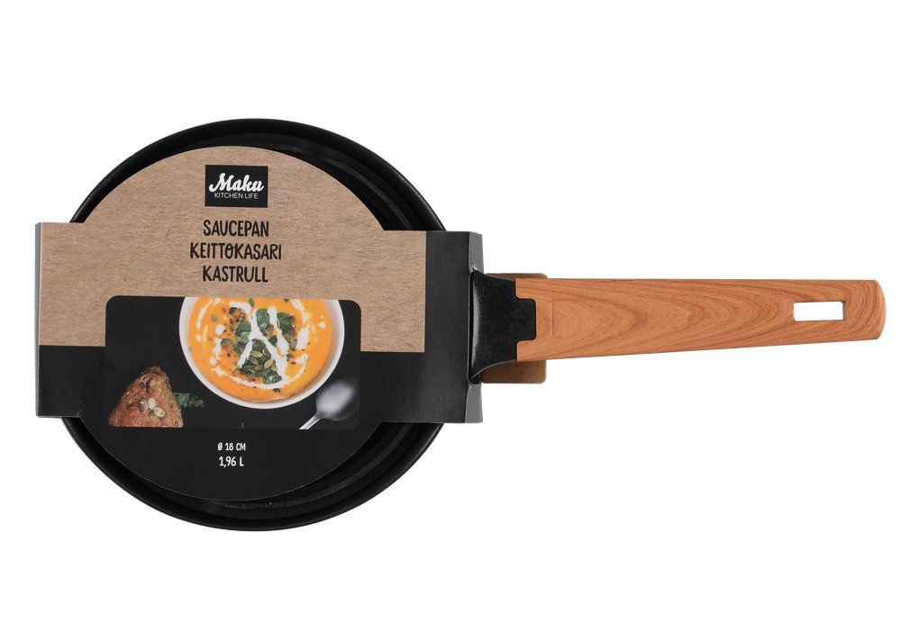 Maku Kasserolle 1,96 l 18 cm støbt aluminium med glaslåg 20