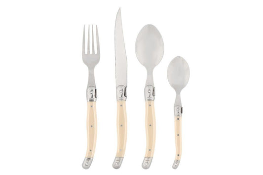 Bestick i bambulåda, beige 16 delar