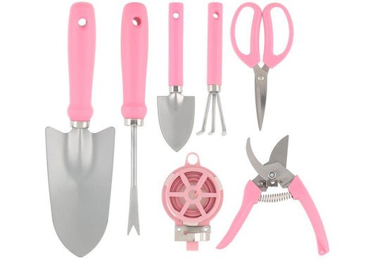 Værktøjskasse have, pink, 7 dele