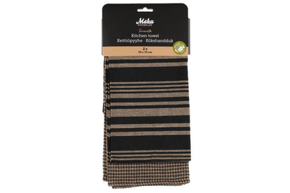 Maku Køkkenhåndklædesæt sort/beige
