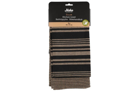 Maku Køkkenhåndklædesæt sort/beige