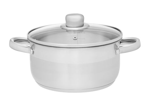 Maku Basic Kasserolle med glaslåg, rustfrit stål 6,5 l