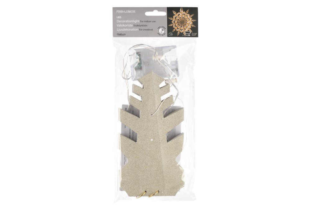 Finnlumor Dekorlampa LED snöflinga champagneglitter 40 cm