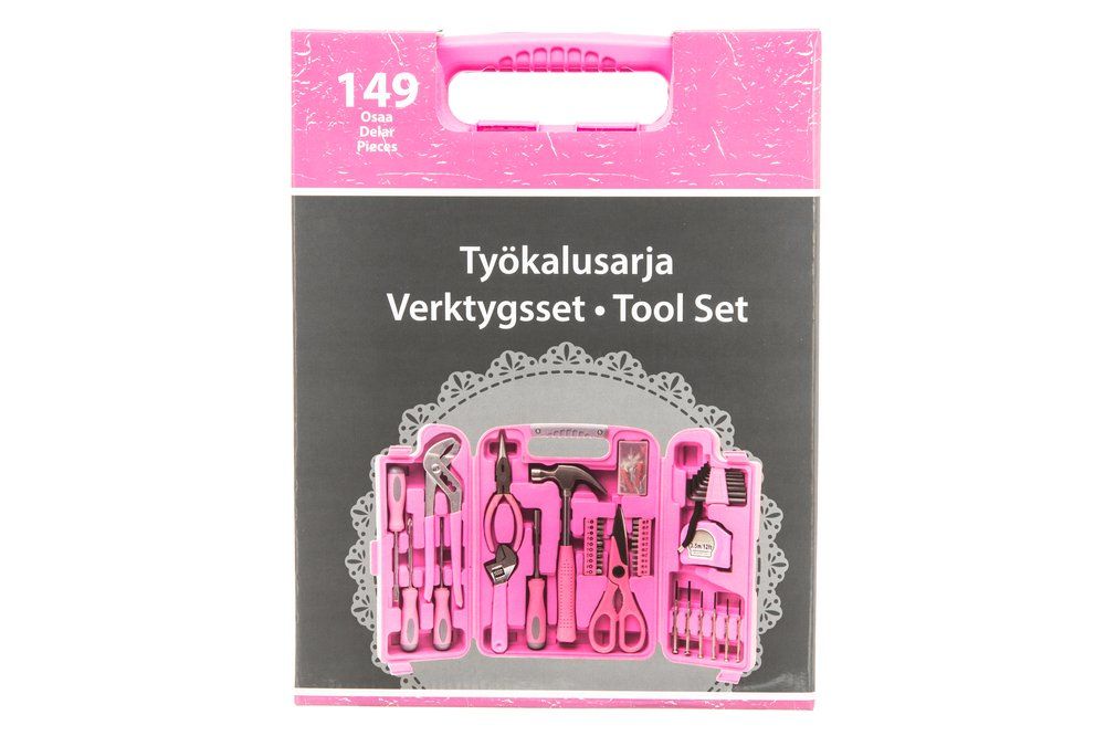 Værktøjssæt, pink, 149 dele