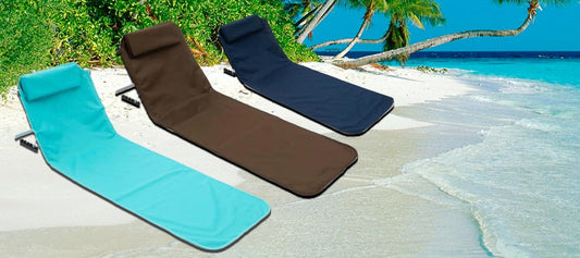 TopDesign hopfällbar strandmatta med ryggstöd coffee