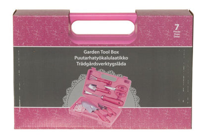 Værktøjskasse have, pink, 7 dele
