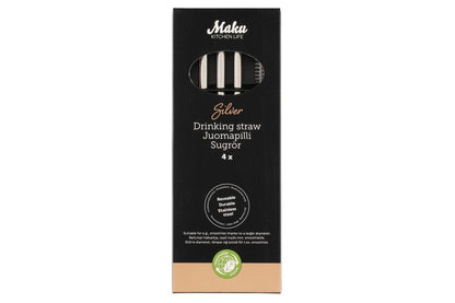Maku Sugrör, rostfritt stål 8 mm 4-pack