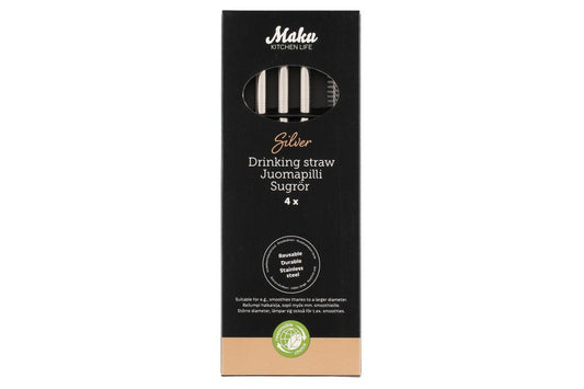 Maku Sugrör, rostfritt stål 8 mm 4-pack
