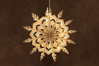 Finnlumor Dekorlampa LED snöflinga champagneglitter 40 cm