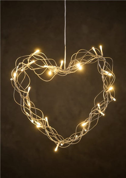 Day Hjertekrans med 40 LED adapter og timer Ø35cm