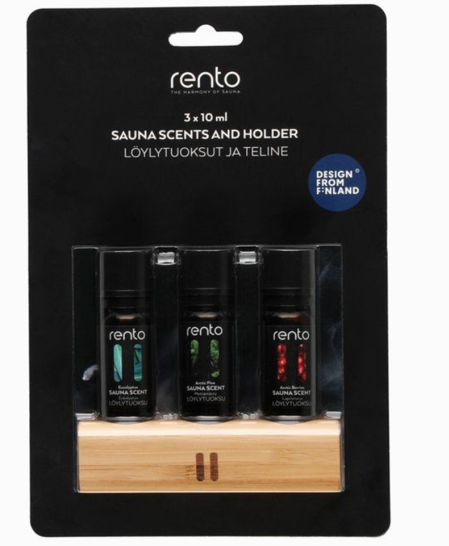 Rento Sauna duft 3x10 ml i bambusstativ