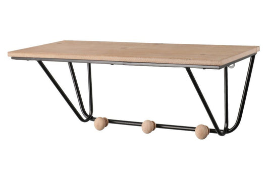 4Living Vägghylla med tre krokar 48 cm