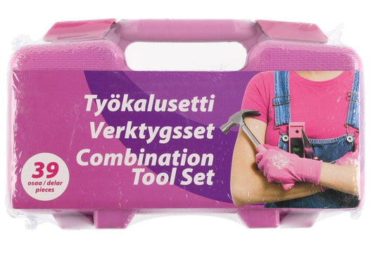 Verktygsset, rosa, 39 delar
