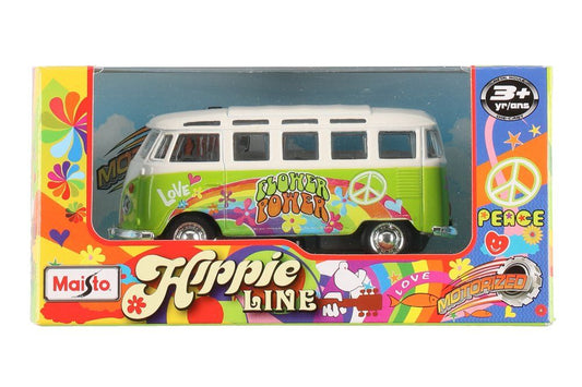 Maisto Leksaksbil VW Samba 11,4 cm Hippie Line bus green