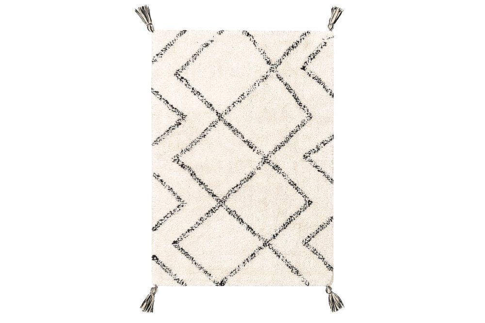FanniK Matta Hanki vit/svart 60x90 cm