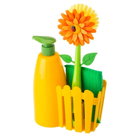 Vigar Opvaskesæt flower power orange 3 dele