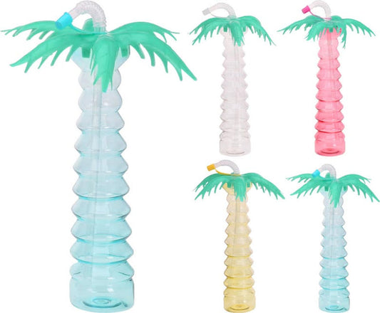 Holiday Vandflaske Palme med Halm 500ML Ass.