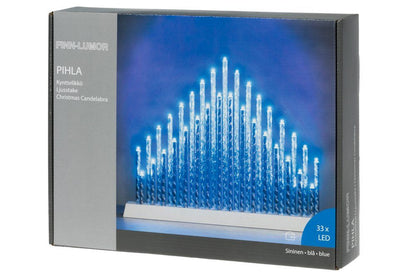 Finnlumor Lysestage Pihla sølv/blå 33LED