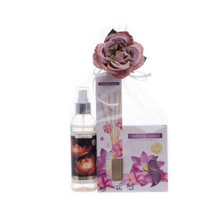 Presentförpackning med doftljus och rumsdoft sortiment