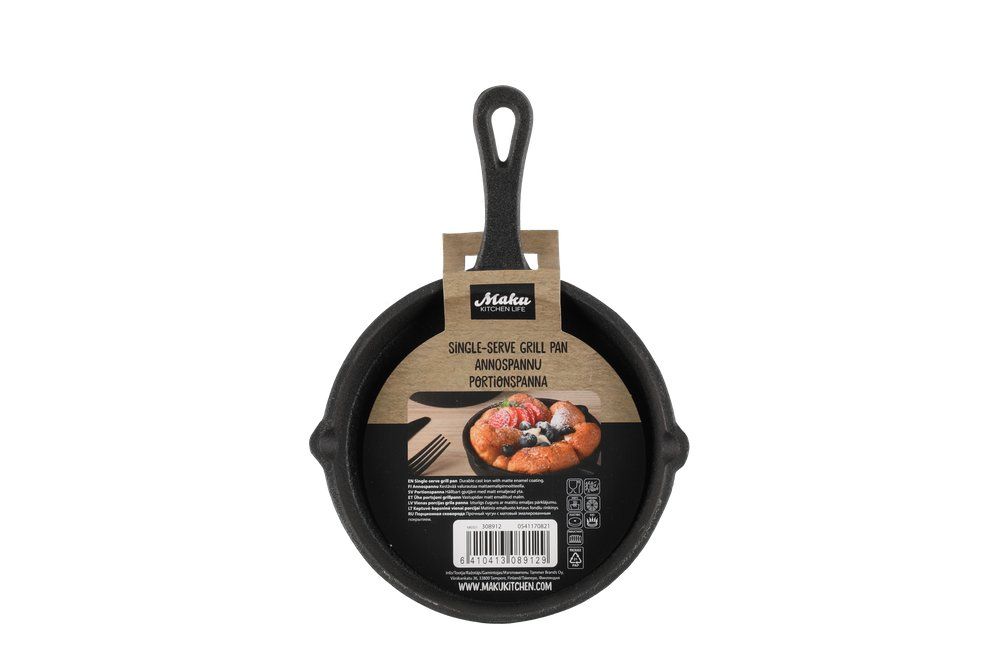 Maku Portion grillpande, rund, støbejern 20,5x14,5 cm